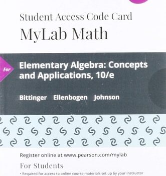 Ebook Elementary Algebra: Concepts and Applications — MyLab Math with Pearson eText Access Code cheap pdf