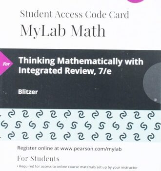 Ebook Thinking Mathematically with Integrated Review — MyLab Math with Pearson eText Access Code cheap pdf