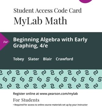 Ebook Beginning Algebra: Early Graphing — MyLab Math with Pearson eText Access Code cheap pdf